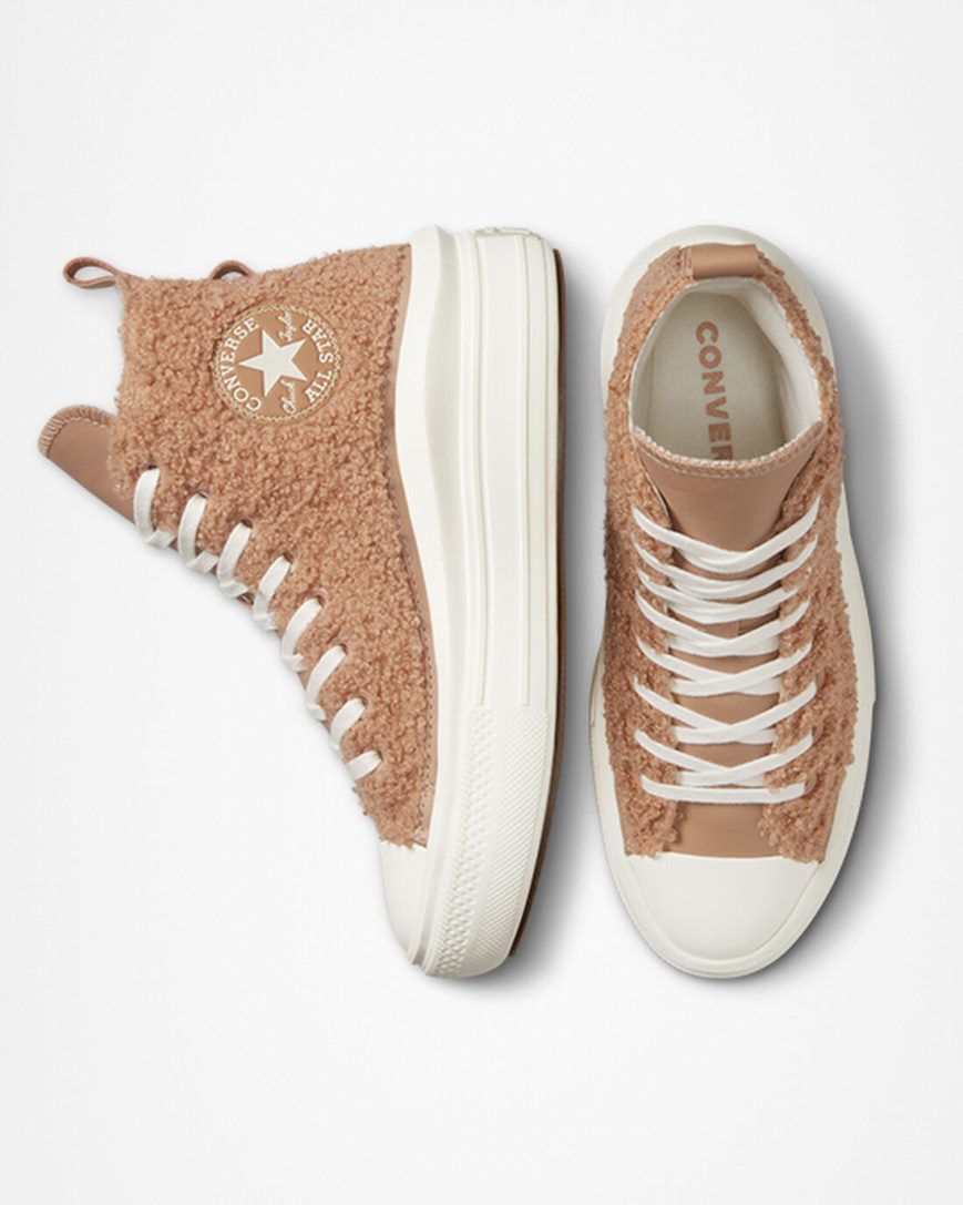 Women's Converse Chuck Taylor All Star Move Sherpa High Top Platform Shoes Brown | AU 36940F